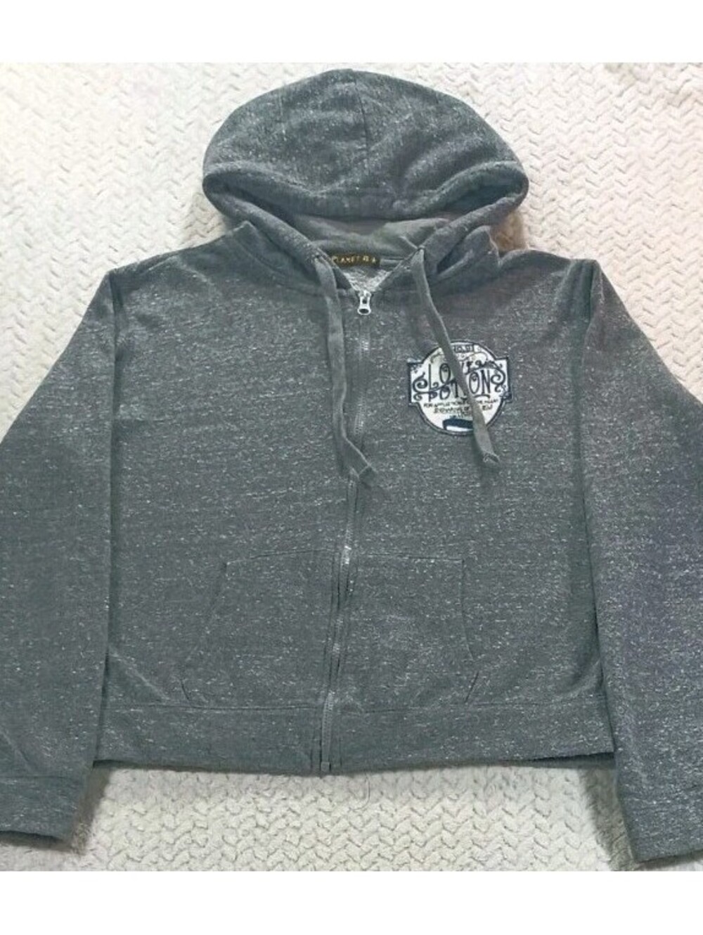 Planet B - Size Small - Gray Full Zip Embroidered Hoodie 60/40 Cotton/Polyester